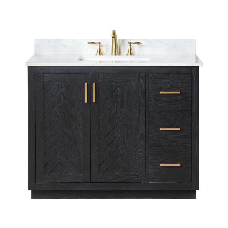 Altair 42 Single Bathroom Vanity Set in Black Oak without Mirror