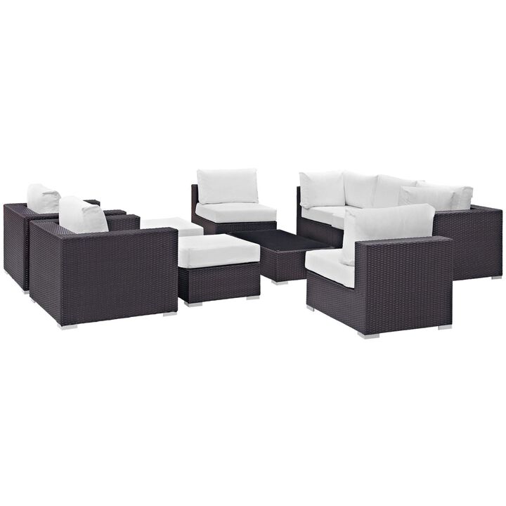 Convene Outdoor Sectional Set - Durable Rattan Weave, Adjustable & Versatile, Weather-Resistant Cushions - Patio Sofa Set with Coffee Table, Armless Chairs, Armchairs, Corners, and Ottomans