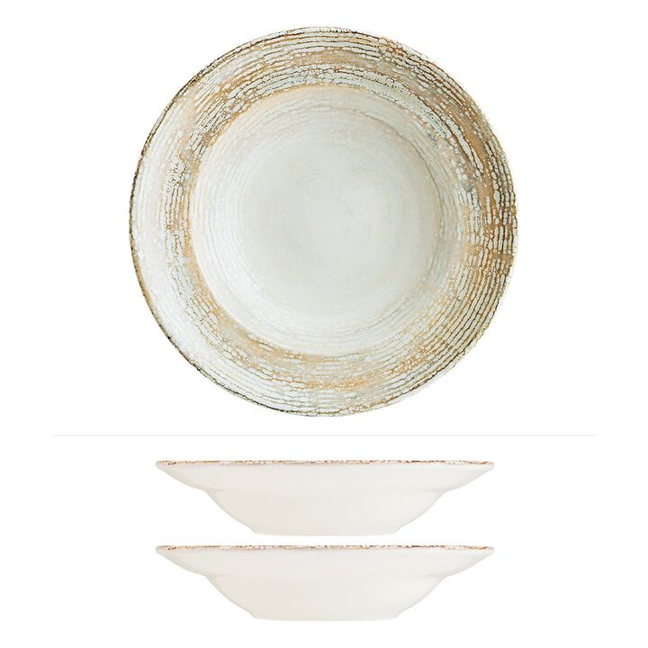 Patera dia.10.75" h:2.25" 16 oz. Round Decorated Porcelain Bowl (Set of 2)