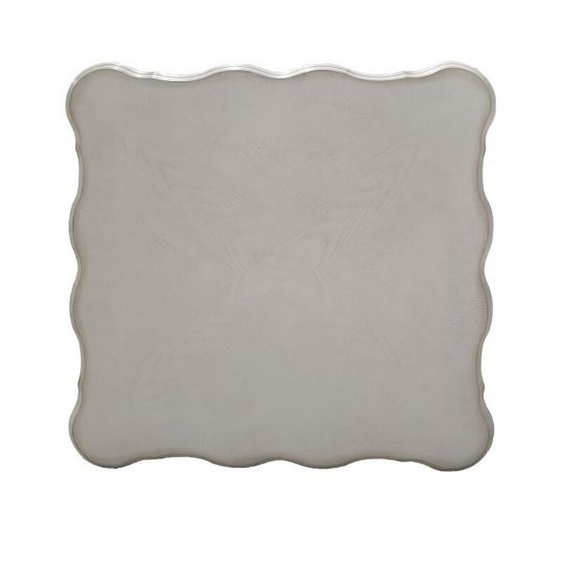 Ally 28 Inch Side End Table, Aspen Wood, Classic Scrollwork, Polyresin - Benzara