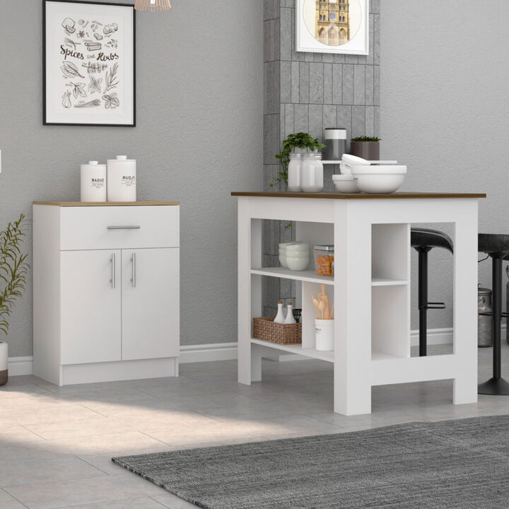 California 2 Piece Kitchen Set, Kitchen Island + Kitchen Pantry