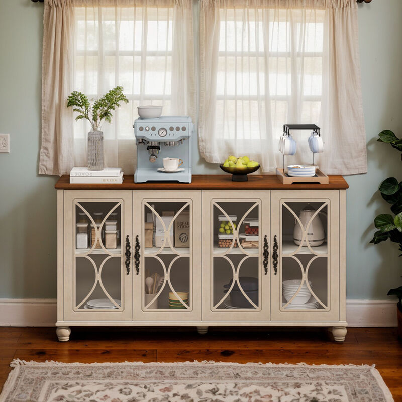 Merax European Antique Style 4-Door Sideboard Cabinet