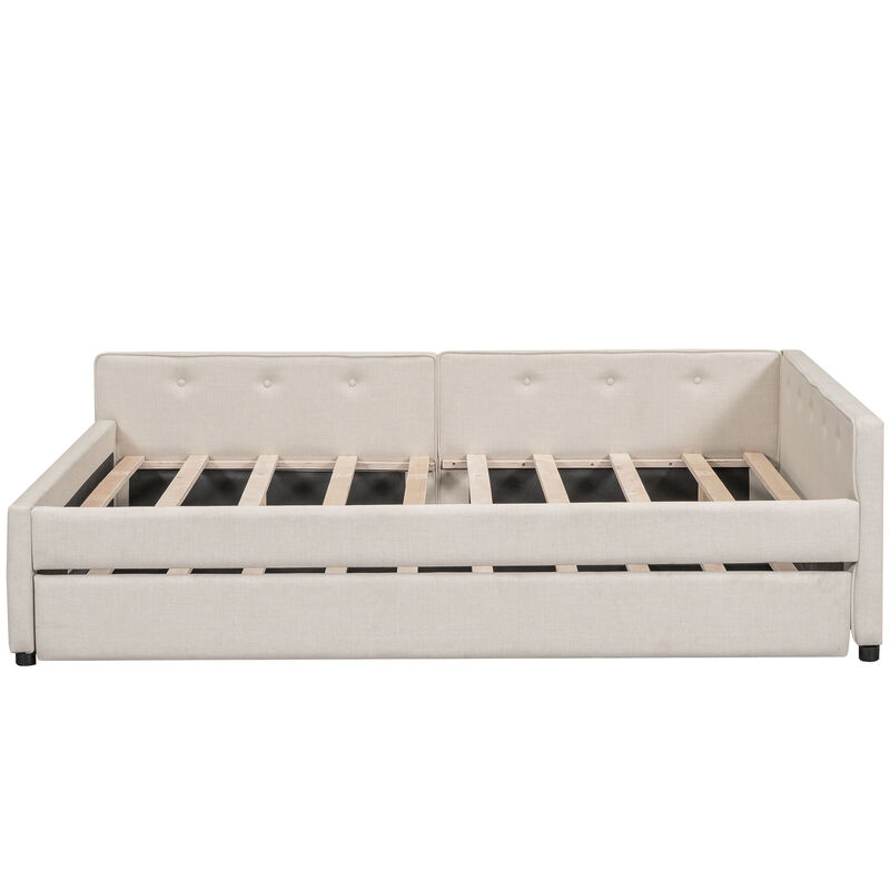 Merax Upholstered Platform Bed with USB and Trundle