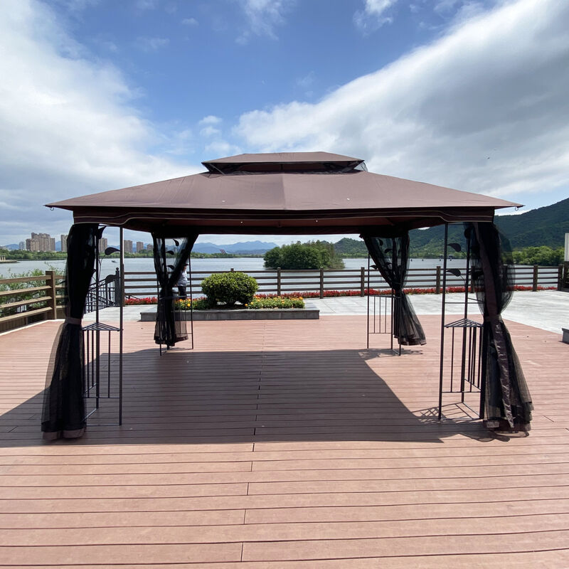 13 X 10 Outdoor Patio Gazebo Canopy Tent With Ventilated Double Roof And Mosquito Net