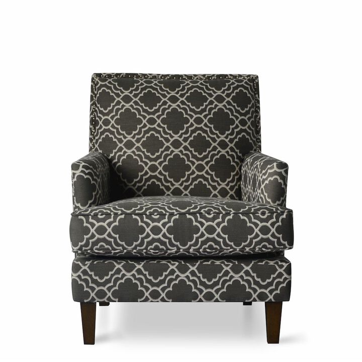 Jofran Aubrey Contemporary Geometric Upholstered Accent Chair with Nailhead Trim