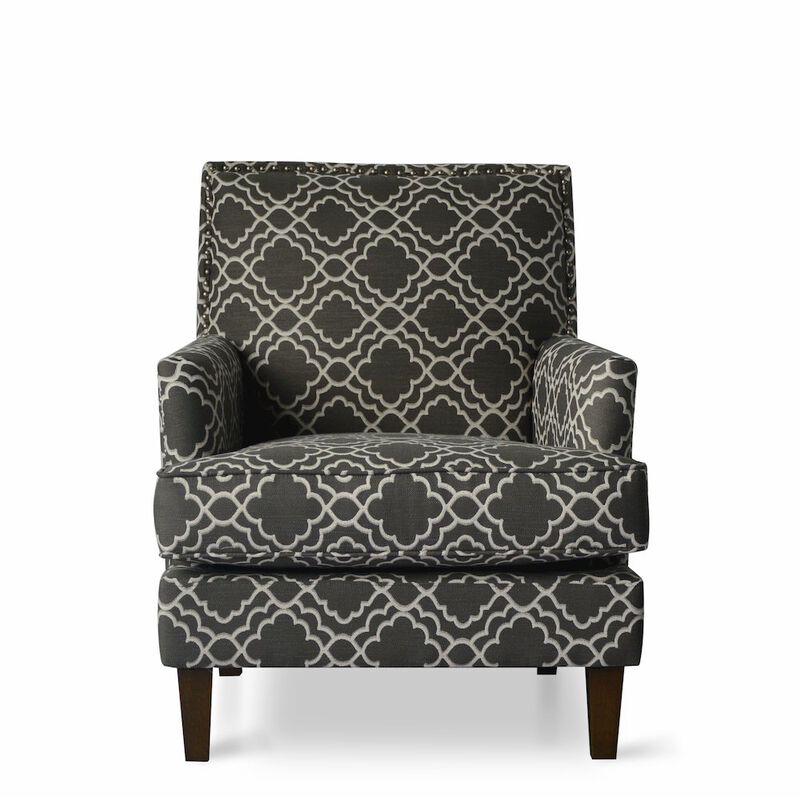 Jofran Aubrey Contemporary Geometric Upholstered Accent Chair with Nailhead Trim