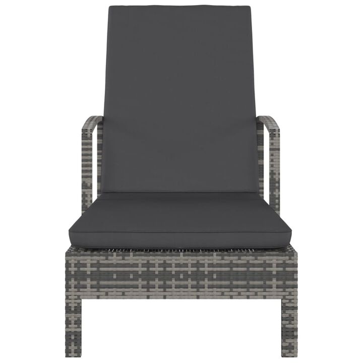 vidaXL Sun Lounger with Armrests Poly Rattan Gray