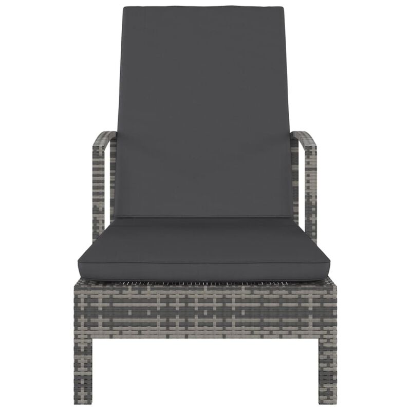 vidaXL Sun Lounger with Armrests Poly Rattan Gray