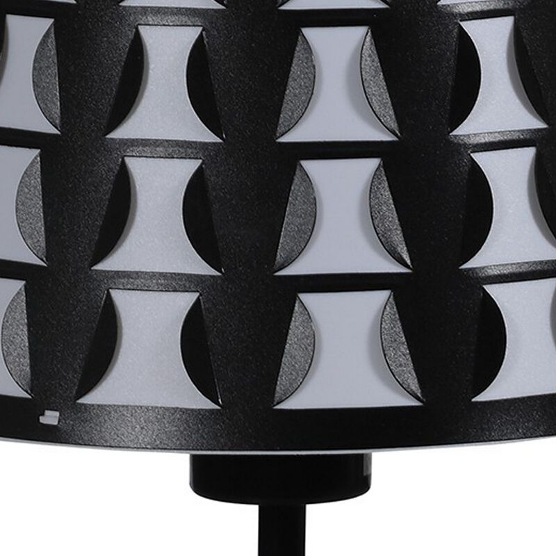Plastic Shade Metal Table Lamp with Open Clover Base, Black-Benzara