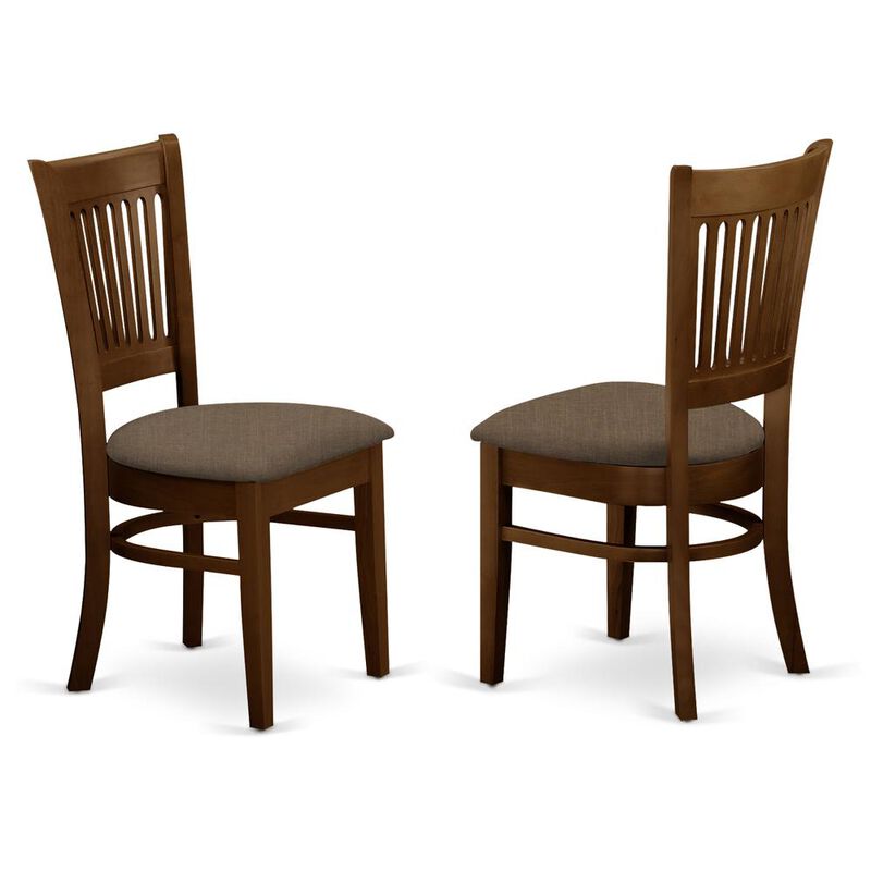 East West Furniture VAC-ESP-C Vancouver Linen Fabric Seat Chairs for dining room - Espresso Finish