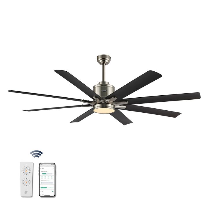 Octo Contemporary Industrial Iron/Plastic Ceiling Fan with Integrated LED Light