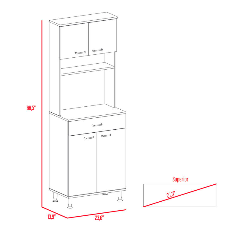 Della 60 Kitchen Pantry With Countertop, Closed & Open Storage