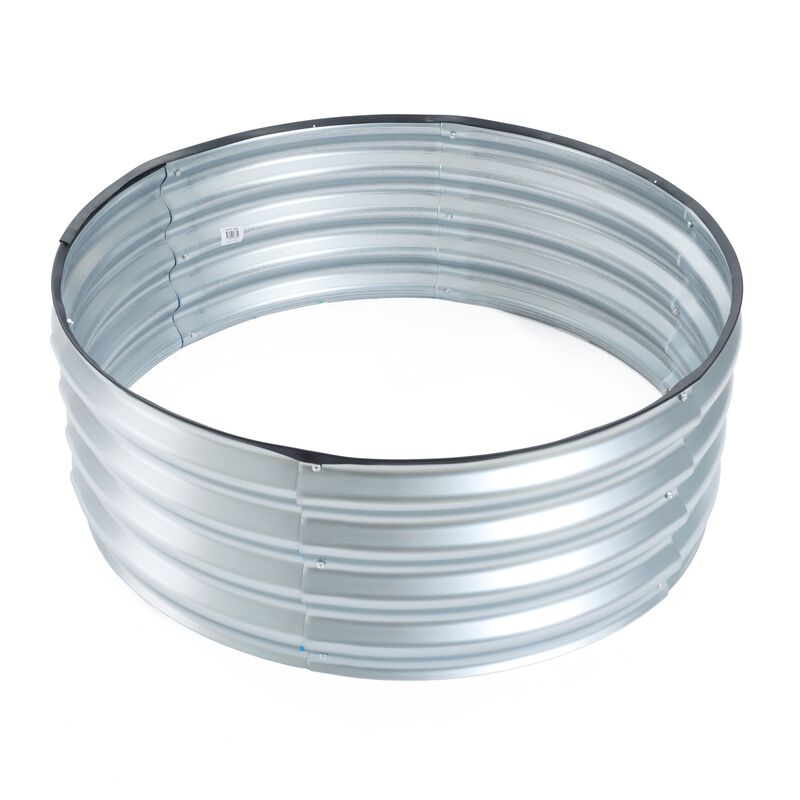 LuxenHome 35.38in Round Galvanized Steel Raised Garden Bed