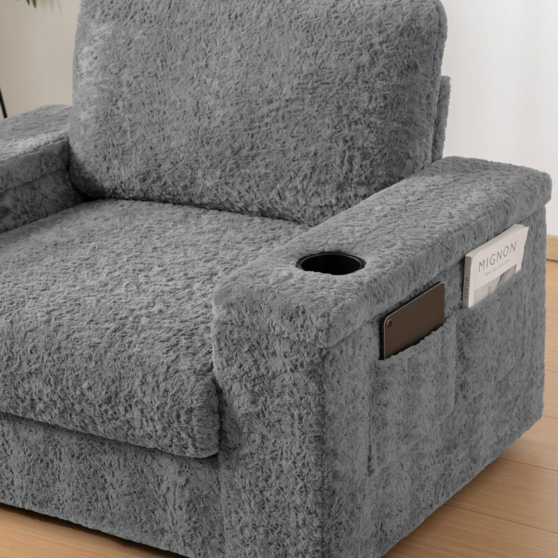 Merax Upholstered Sofa Chair with Storage Ottoman and Armrests