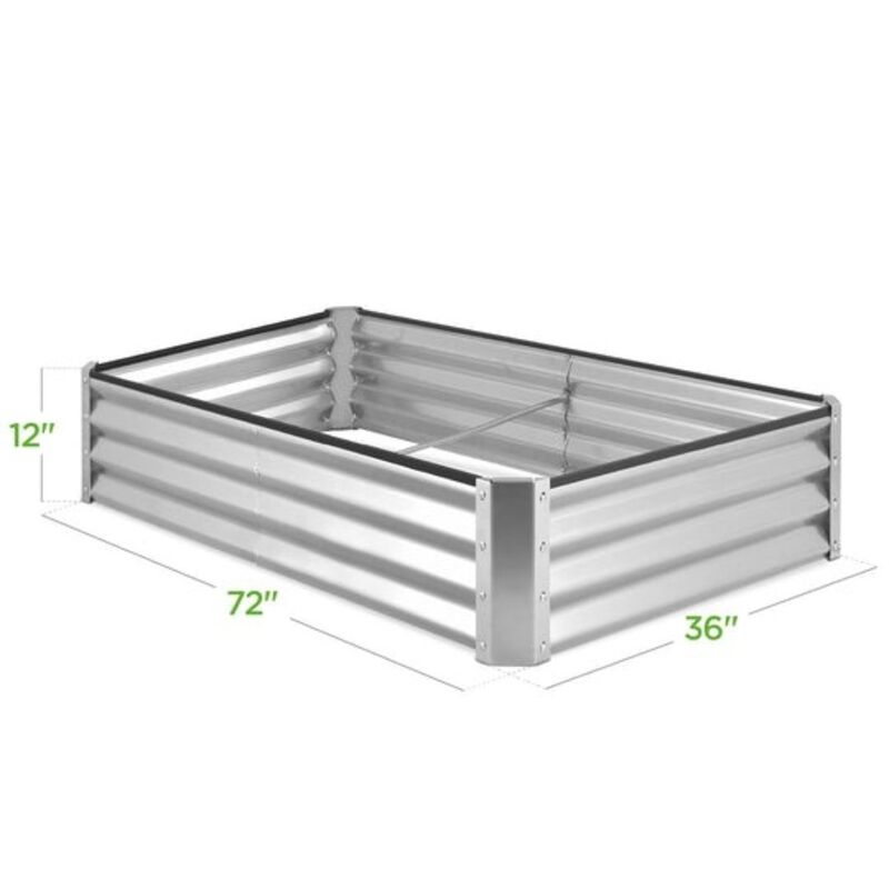 QuikFurn Silver 6 ft x 3 ft Steel Rust Resistant Open Bottom Raised Garden Planter Bed