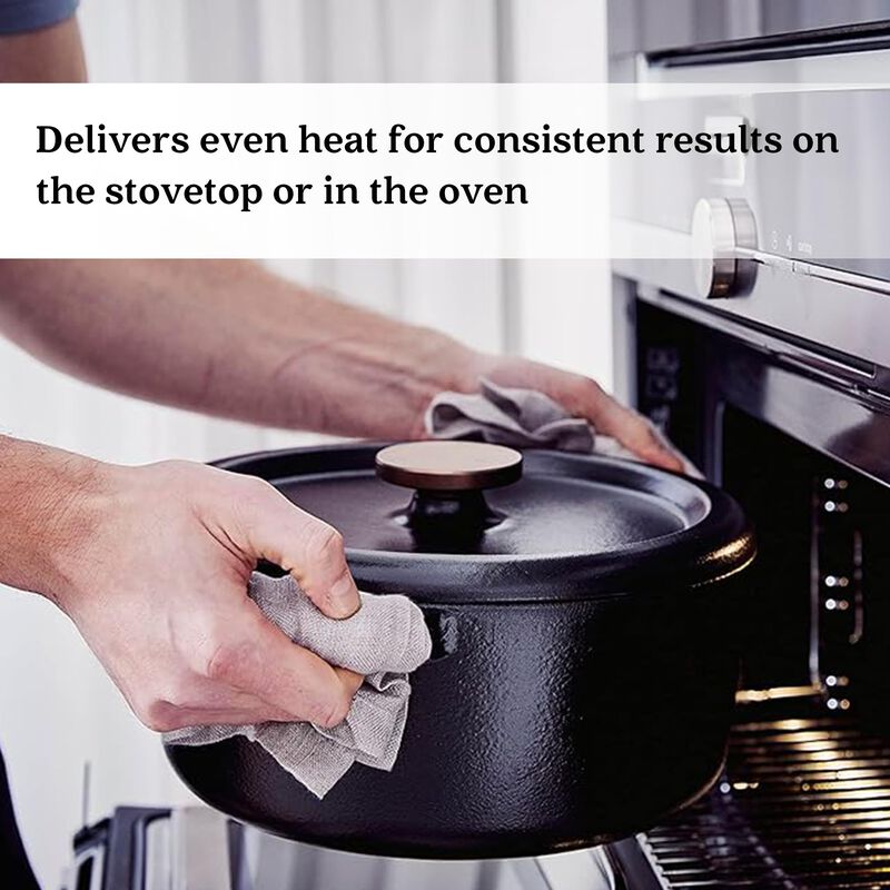 Alva Nori Enameled Cast Iron Dutch Oven with Lid 5 Qt. Scratch Resistant Nonstick Stove-to-Table Round Enamel Coated Pot, Non Toxic, Compatible with All Stovetops, Oven Safe & Induction Safe