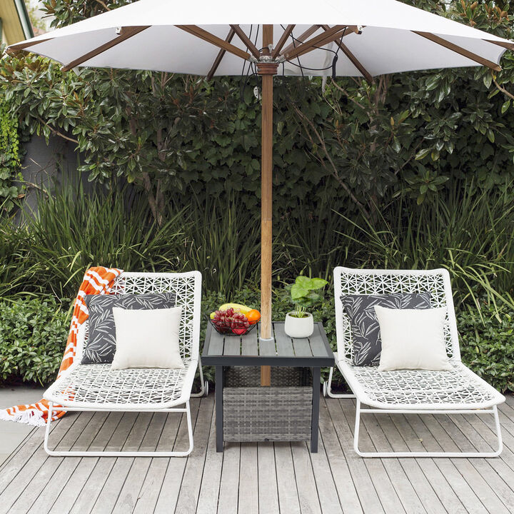 Outdoor Side Table with Umbrella Hole – Patio Table for Garden, Deck & Backyard Seating