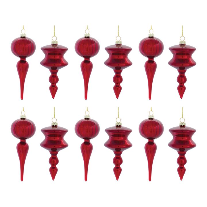 Drop Ornament (Set of 12) 6"H, 6.5"H Glass