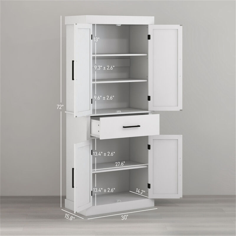 Kitchen Cart with Storage, Rolling Sideboard Cabinet with Shelves & Drawers