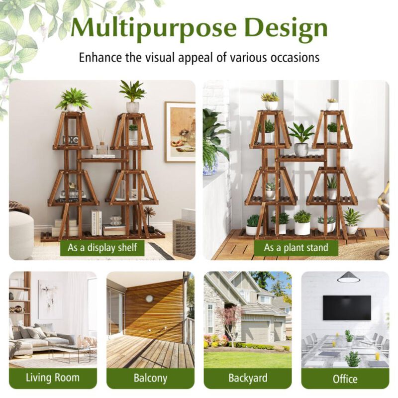 Hivvago 5-Tier 10 Potted Wood Plant Stand for Multiple Plants