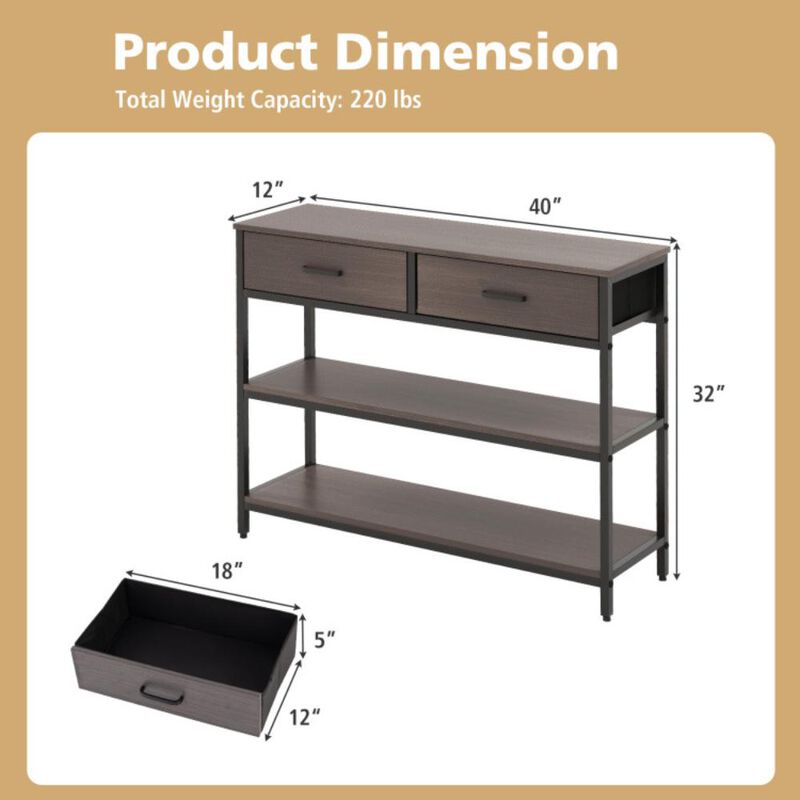 Hivvago Console Table with Folding Fabric Drawers for Entryway