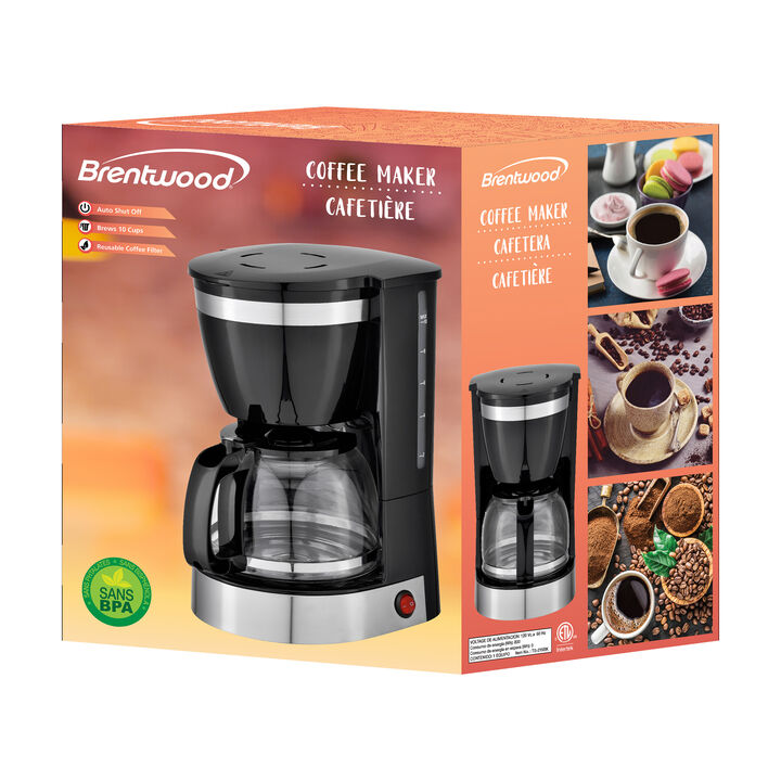 Brentwood 10 Cup 800 Watt Coffee Maker in Black