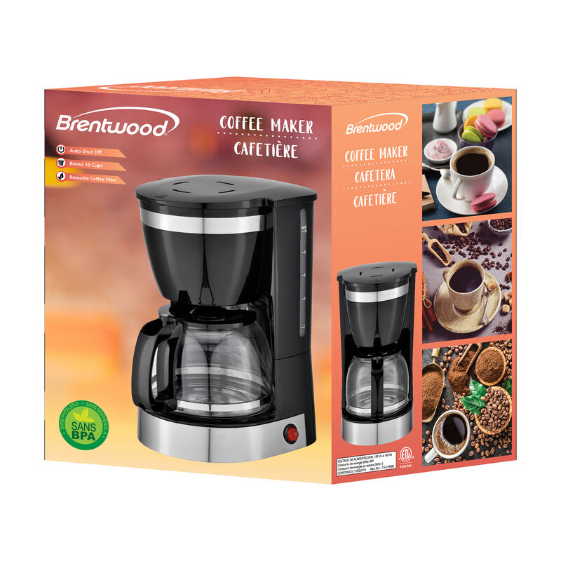 Brentwood 10 Cup 800 Watt Coffee Maker in Black