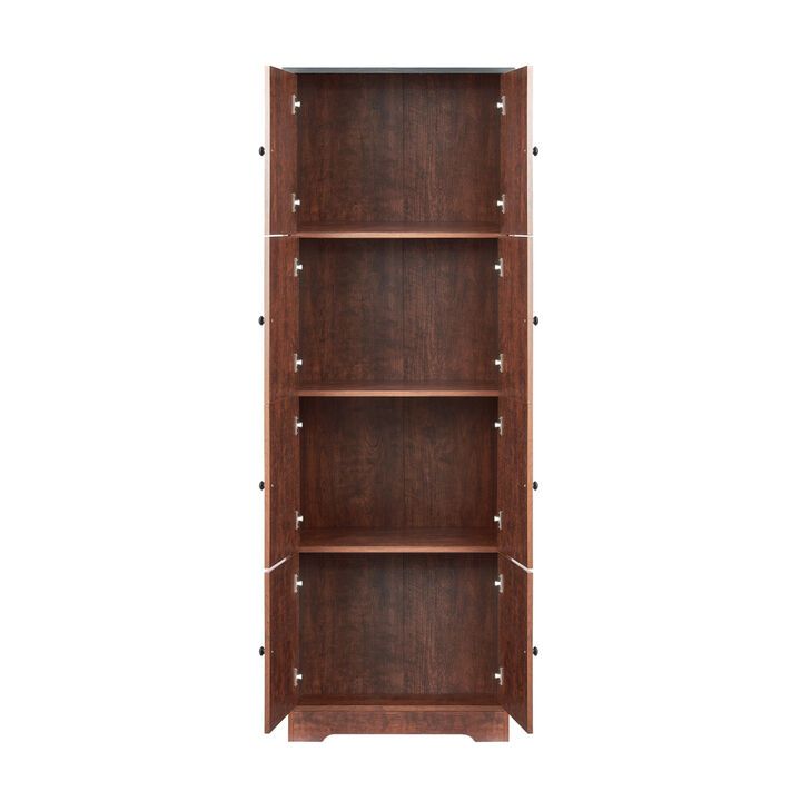 4-Door Walnut Cabinet for Living Room, Kitchen, Office