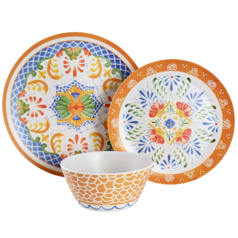 Laurie Gates California Designs Tierra 12 Piece Bamboo Fiber Dinnerware Set in Multi-Color