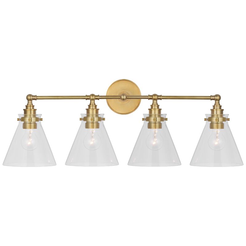 Parkington 24" Three Light Bath Bar in Antique-Burnished Brass with Clear Glass