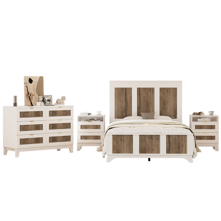 Merax 4-Pieces Bedroom Bed Sets