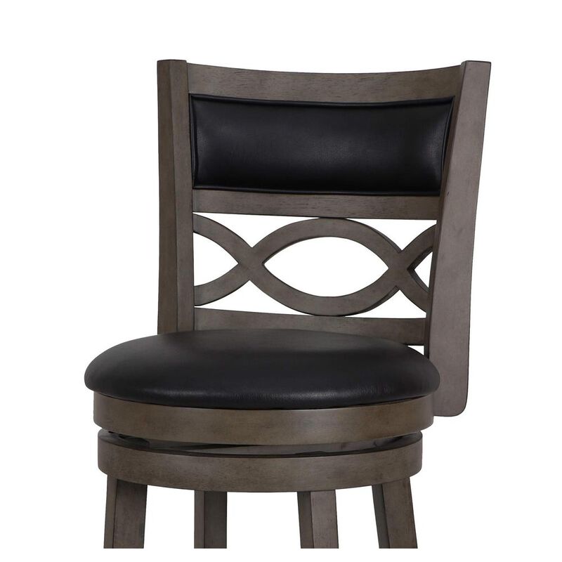 New Classic Furniture New Classic Manchester Gray Wood Swivel Bar Stool with PU Seat (Set of 2)