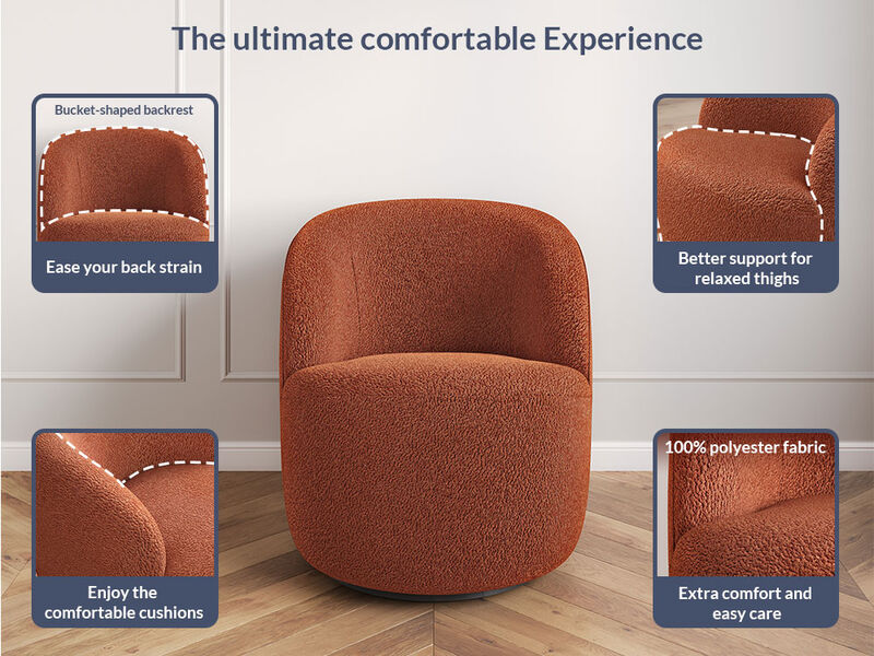 BELLEZE Swivel Barrel Chair, Velvet Modern Round Swivel Accent Chair, 360° Upholstered Swivel Single Sofa Armchair, Comfy Swivel Accent Chair for Living Room Bedroom - Slate (Brick)