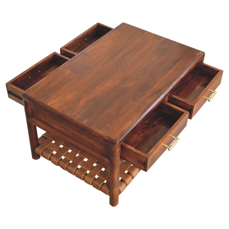 Artisan Furniture Solid Wood Regency Woven Console Table with 2 drawers