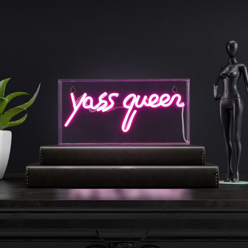 Yass Queen 11.8" Contemporary Glam Acrylic Box USB Operated LED Neon Light