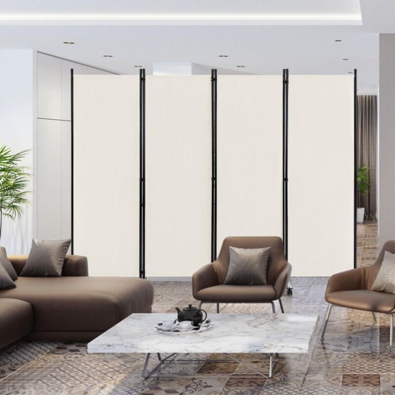 Hivvago 4-Panel Folding Room Divider 6 Feet Rolling Privacy Screen with Lockable Wheels