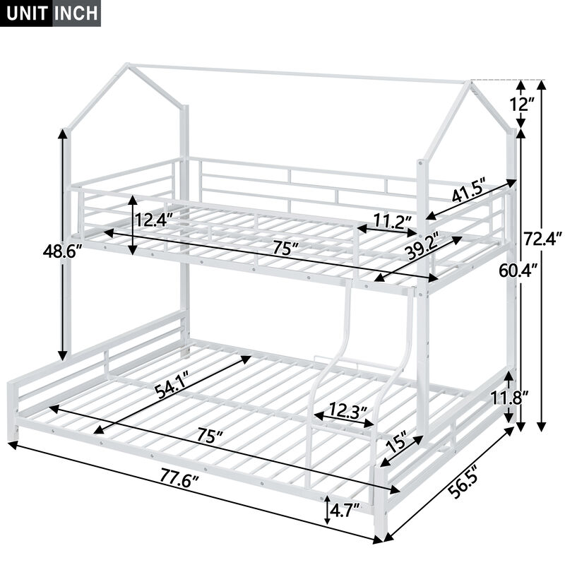 Merax Metal House Bunk Bed 2 Beds in 1
