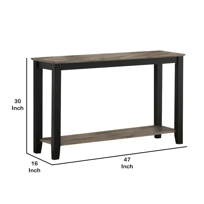 Wooden Console Table with One Open Shelf, Black and Gray-Benzara