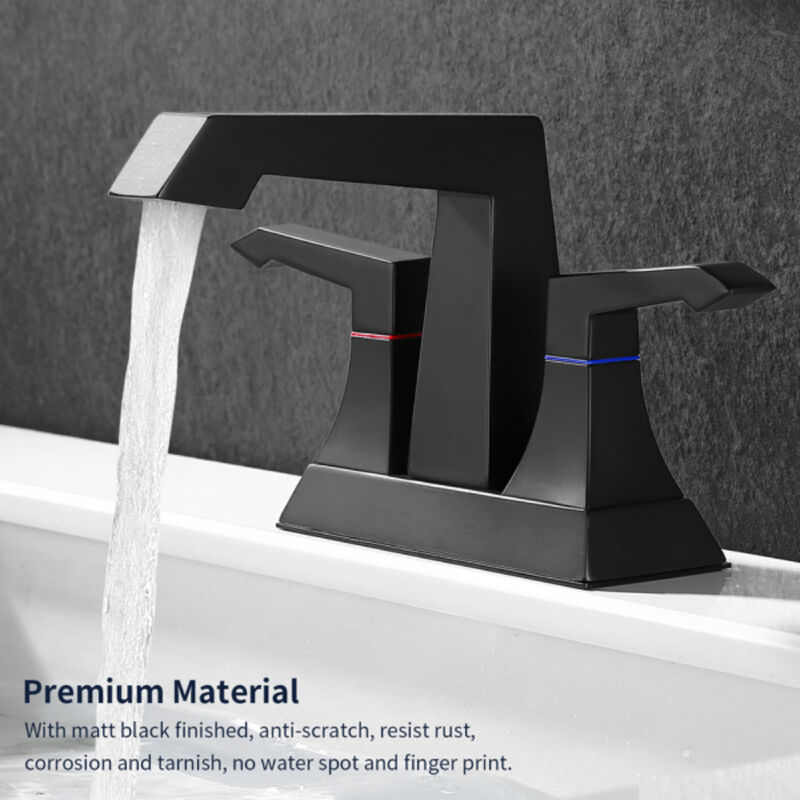 Heavy-Duty 2-Handle Bathroom Faucet, Modern Deck-Mounted Sink Faucet with Drain & Supply Lines