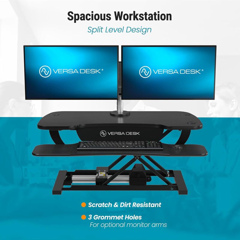 VersaDesk PowerPro® 36"W Electric Adjustable Standing Desk Converter, Black