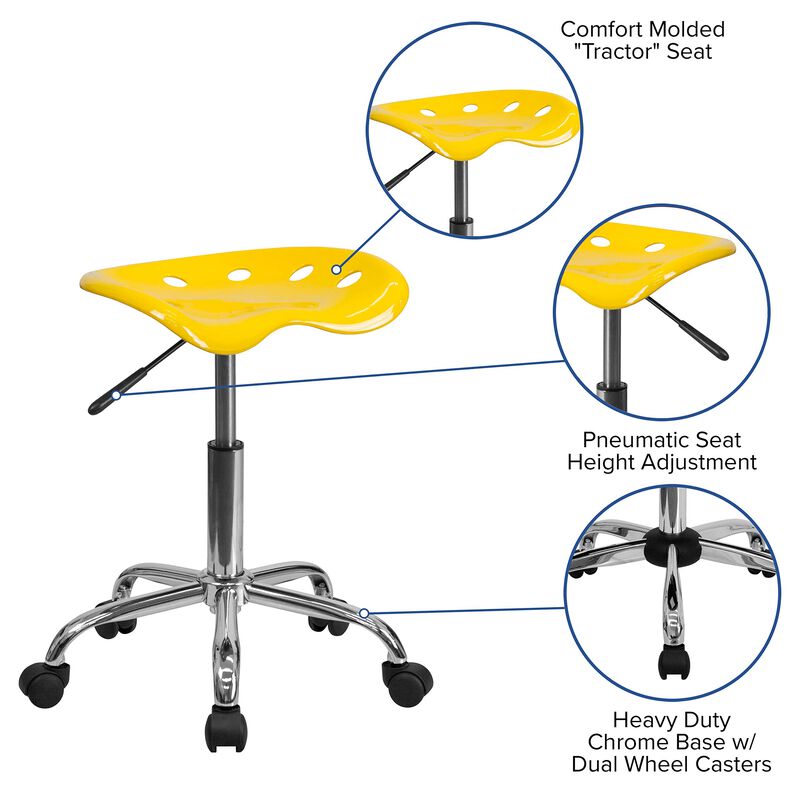 Flash Furniture Taylor Vibrant Yellow Tractor Seat and Chrome Stool