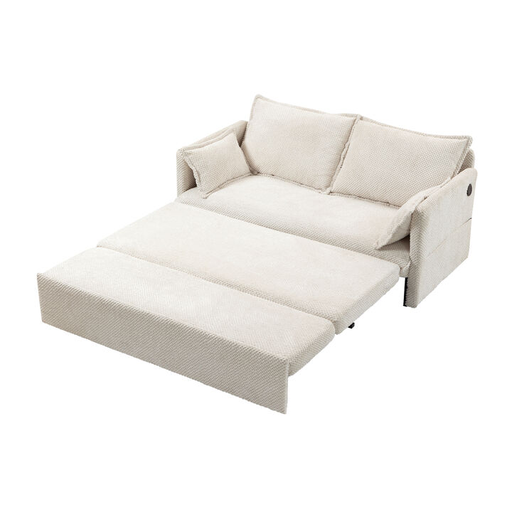 Merax Corduroy Convertible Sleeper Loveseat Sofa Couch