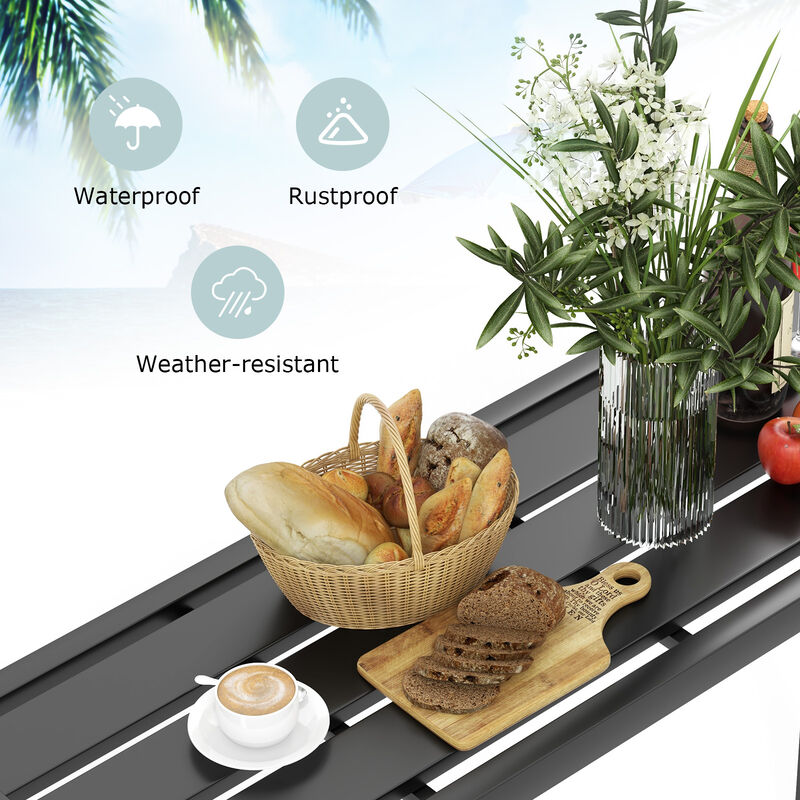 48 Inch Outdoor Bar Table with Waterproof Top and Heavy-duty Metal Frame
