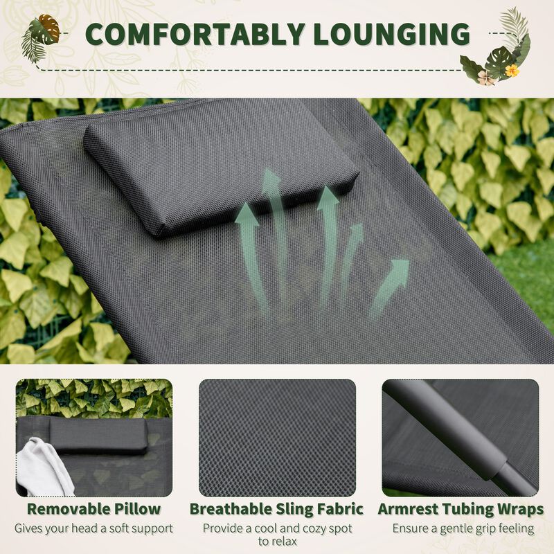 Black Outdoor Relaxer: Zero-gravity Rocking Sun Lounger for Poolside