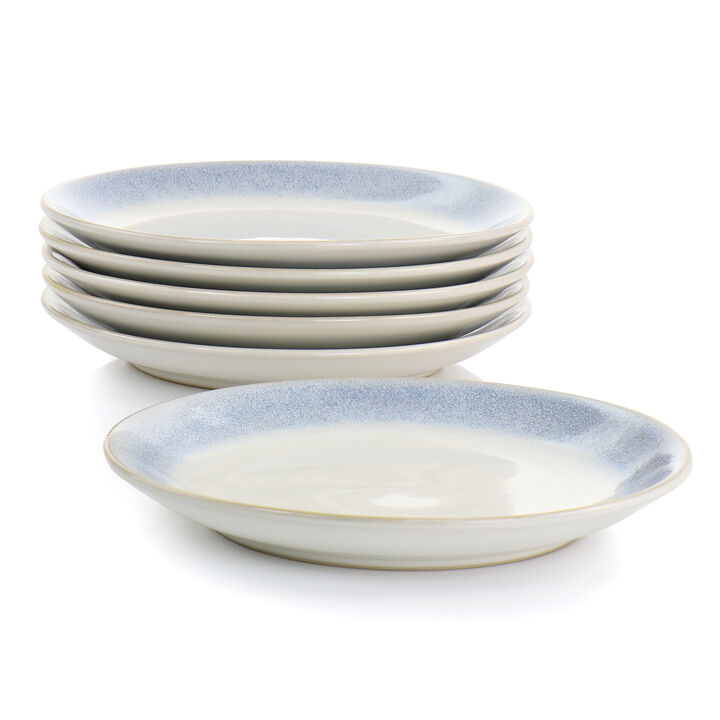 Martha Stewart Blue Rim 8.25 Inch 6 Piece Stoneware Salad Plate Set in Blue