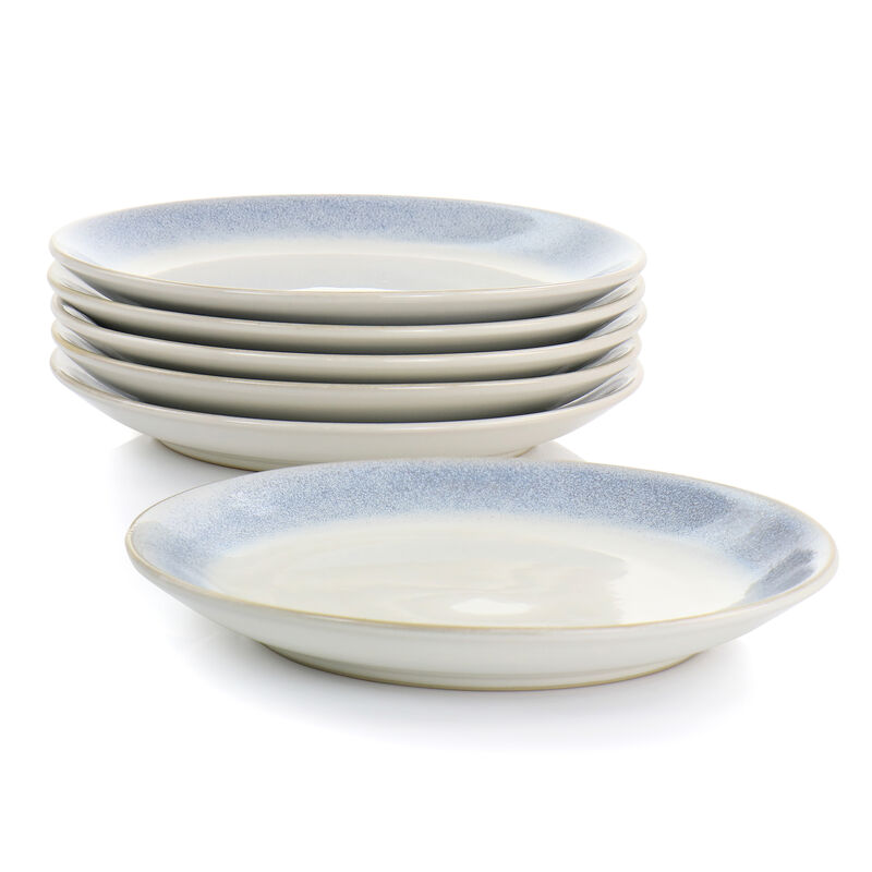 Martha Stewart Blue Rim 8.25 Inch 6 Piece Stoneware Salad Plate Set in Blue