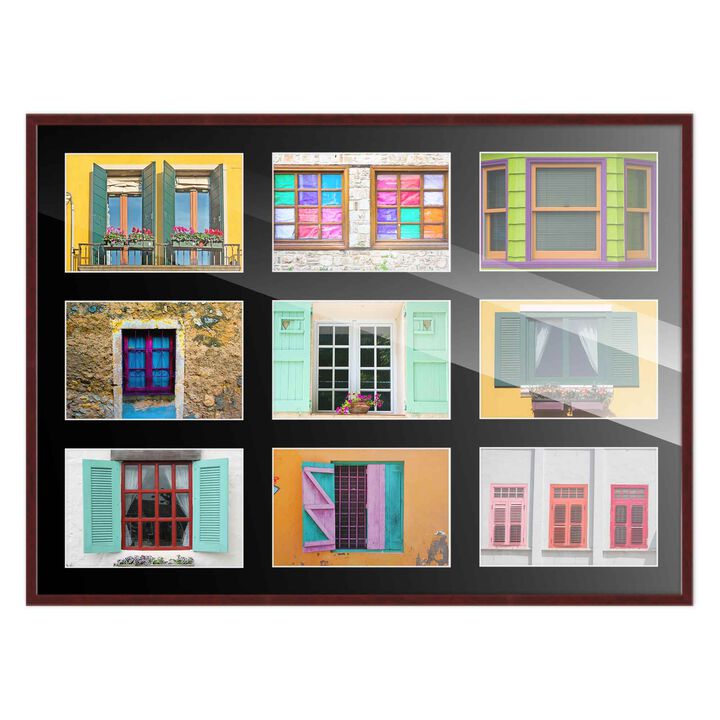 14.5x20.5 Wood Collage Frame with Black Mat For 9 4x6 Pictures