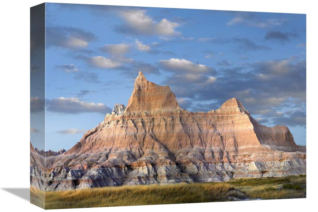 Sandstone striations and erosional features, Badlands National Park, South Dakota-Canvas Art-16x12