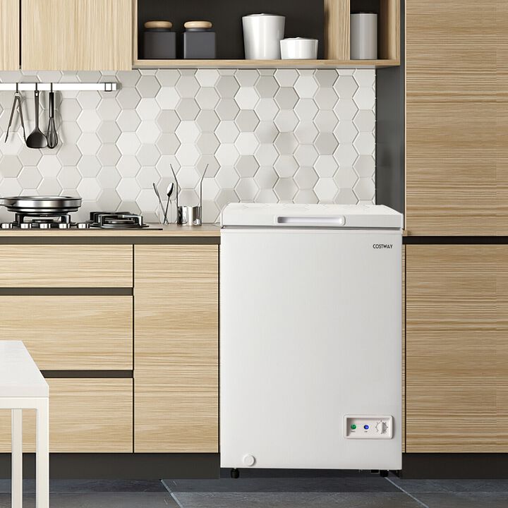 Compact Chest Freezer with Removable Storage Basket