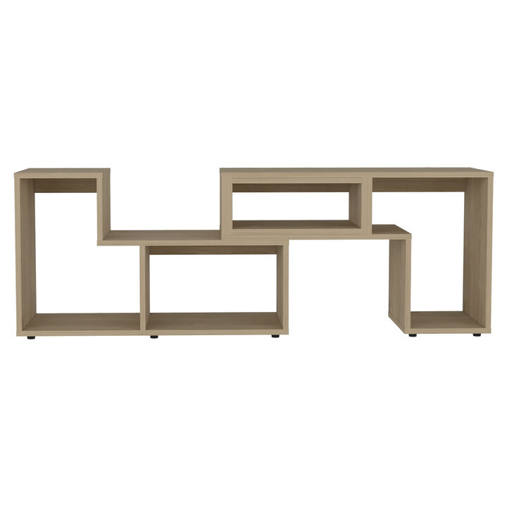 DEPOT E-SHOP Rose Extendable TV Stand, Multiple Shelves, Light Pine, Light Pine